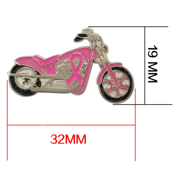 *NEW Breast Cancer Awareness Motorcycle Pink Ribbon Lapel Pin - Back in Stock